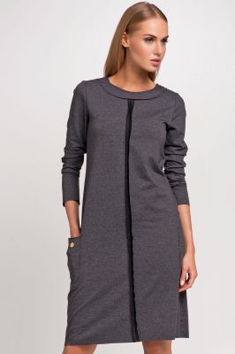 Graphite Color Formal Dress With Central Seams