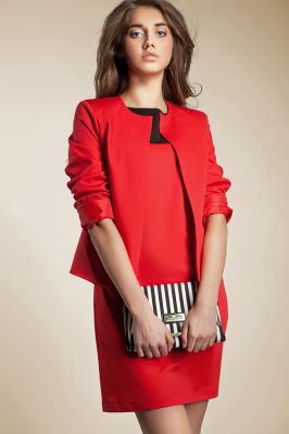 Red Front Open Jacket with 3/4 Sleeves