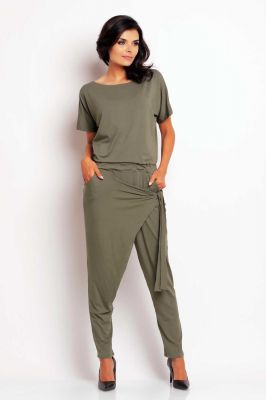Olive baggy jumpsuit with crossover back