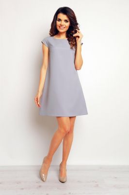 Grey shift panel dress with cap sleeves