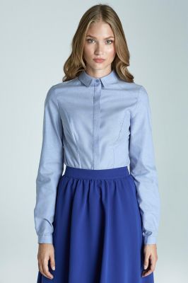 Light-blue Modern Style with Pintuct Front Office Shirt