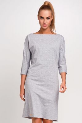 Grey shift dress with hemline patch