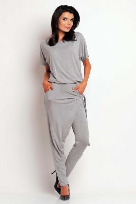 Grey baggy jumpsuit with crossover back