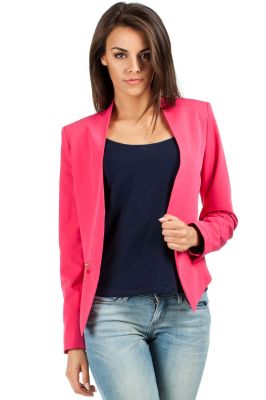 Deep Pink Unique Collar Women Blazer Jacket