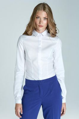 White Modern Style with Pintuct Front Office Shirt