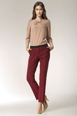 Tapered Red Pants with Trimmed Hip Pockets