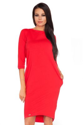 Red Shift Dress with Back-Tied Neckline