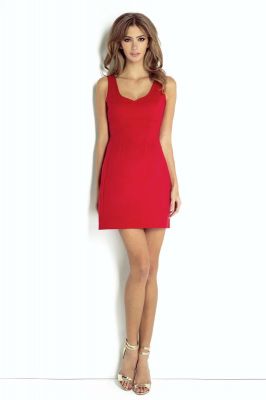 Czerwona Elegancka Sukienka Mini ze Zmysłowym Dekoltem