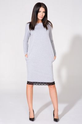 Light grey  tunic dress with contrast lace trim