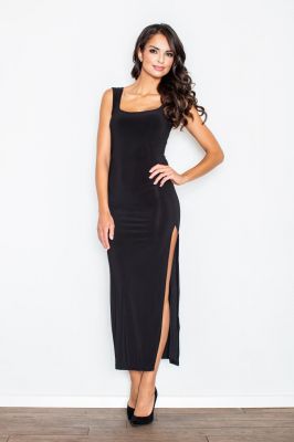 Black Sleeveless Maxi Dress with Side Slit