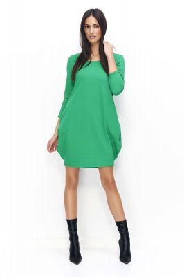 Zielona Dresowa Mini Sukienka Bombka