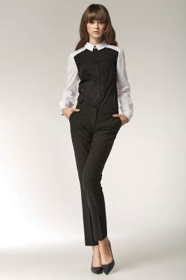 Czarne Eleganckie Spodnie z Kieszeniami