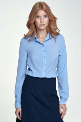 Błękitna Klasyczna Bluzka Koszulowa