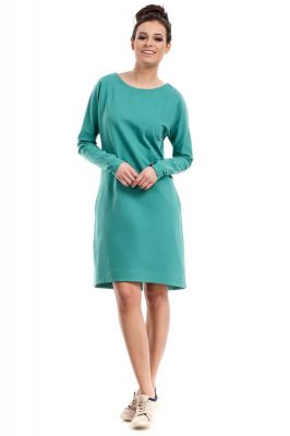 Zielona Sukienka Trapezowa z Kieszeniami