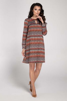 Boho Trapezowa Wyjściowa Sukienka z Wycięciem przy Dekolcie