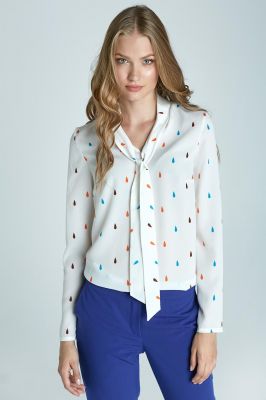 Chic Printed Blouse With Sash
