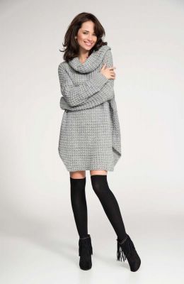 Grey long sweater with slits