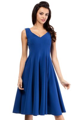 Blue Sleeveless Swirly Seam Dress