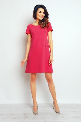 Pink shift dress with flap side pockets