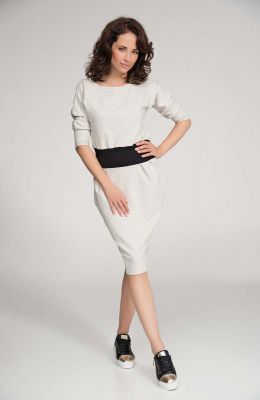 Cream sporty dress with elasticized waist