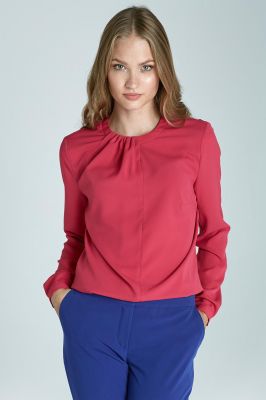 Pink Pleated Neckline Blouse
