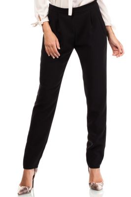 Black Satin Chino Trousers With Pockets