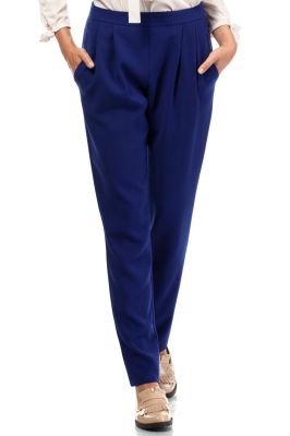 Blue Satin Chino Trousers With Pockets