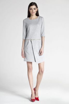 Grey seam dress with zipper trimmed waist