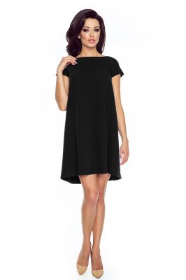 Black short flared dress with back bow
