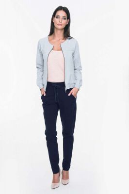 Szara Bluza Bomber na Suwak