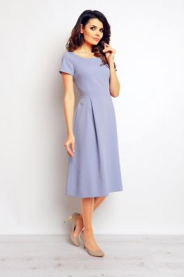 Light blue midi dress with side box pleats